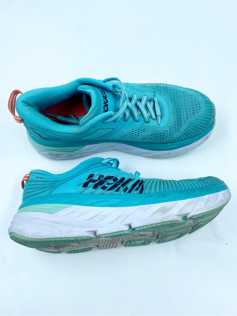 Hoka One Bondi 7 Teal/White Running Shoe Sneaker 6.5